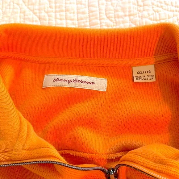 Tommy Bahama 1/4 Zip Cotton Pullover Henley Soft Orange Jersey XXL - Picture 10 of 11
